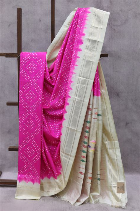 Pink Silk Paithani Saree With Bandhani - SRPSPS530 – Sayali ...