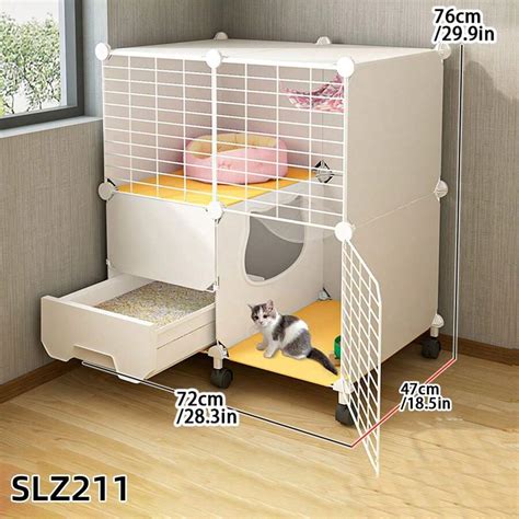 Cat Litter Box Combo Cat Cage With Litter Box, Space-Saving All-In-One ...