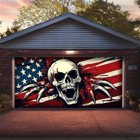 Dekoracje drzwi na Halloween pokrycie drzwi garażu czaszka baner z ...