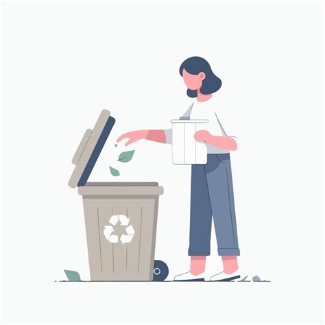 Vector of people throwing rubbish into a rubbish box in a flat design ...