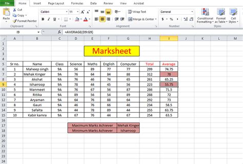 Creating Spreadsheet