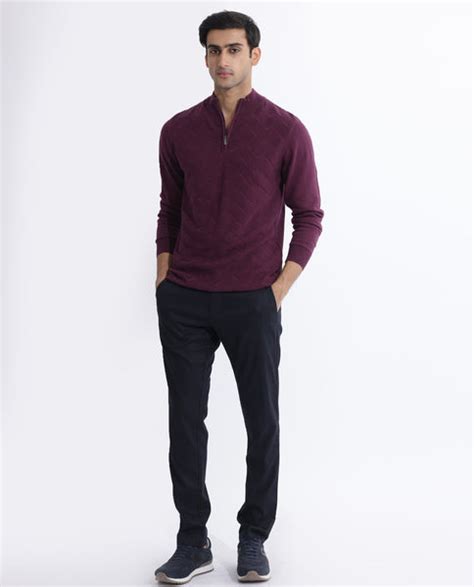 Rare Rabbit Mens Troyo Maroon Sweater Full Sleeve High Neck Solid