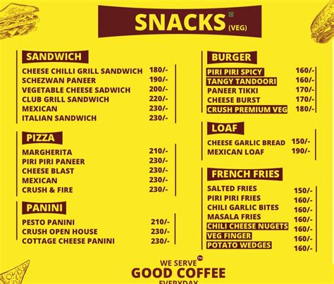 Menu at Crush Coffee - Gandhinagar, Raysan