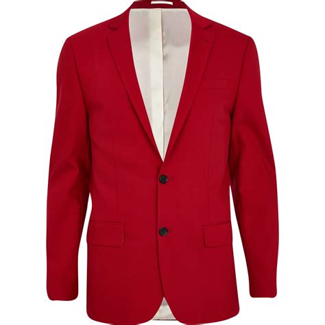 River Island Bright Red Slim Suit Jacket for Men - Lyst