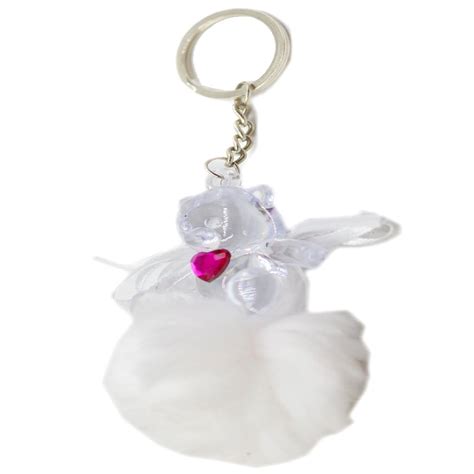 Faynci Love White Cute Doll Key Chain with Red Heart Shape for Fashion ...