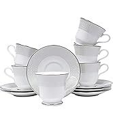 Dankotuwa Porcelain Platinum Luxury Cup and Saucer Set for Tea Coffee ...