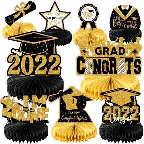 Buy 9 Pieces 2022 Graduation Party Decorations Class of 2022 Honeycomb ...