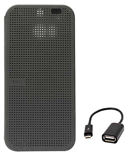 DMG Premium Dot View Flip Cover Case for HTC One M8 (Grey) + USB OTG ...