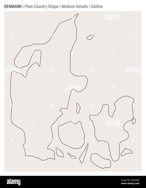 Denmark plain country map. Medium details. Outline style. Shape of Denmark. Vector illustration ...
