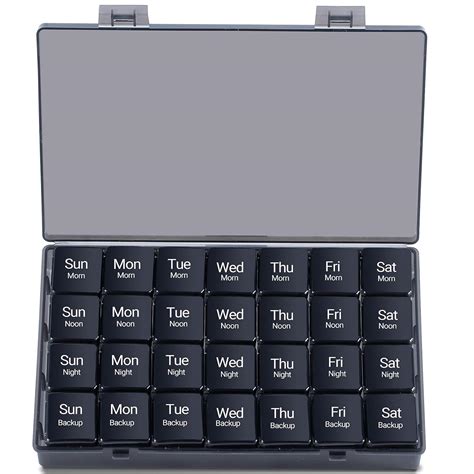 Weekly 7 Day Pill Box 4 Times a Day, Portable Travel Pill Organizer ...