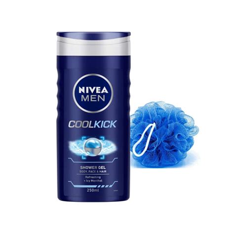 Buy NIVEA Men Cool Kick Shower Gel, 250ml With Free Loofah Online at ...