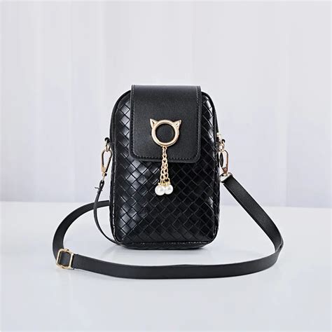 Mini Cross-body Phone Shoulder Bag Woven Pearl Tassel Cover Female Bag ...