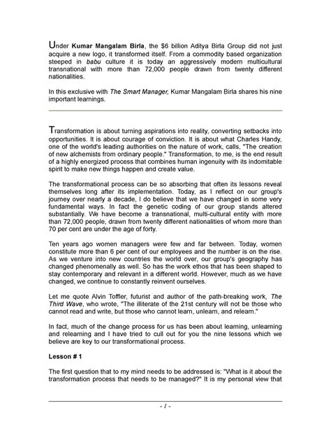 BPR-TEXT003 - KMB note learnings - Under Kumar Mangalam Birla, the $6 ...