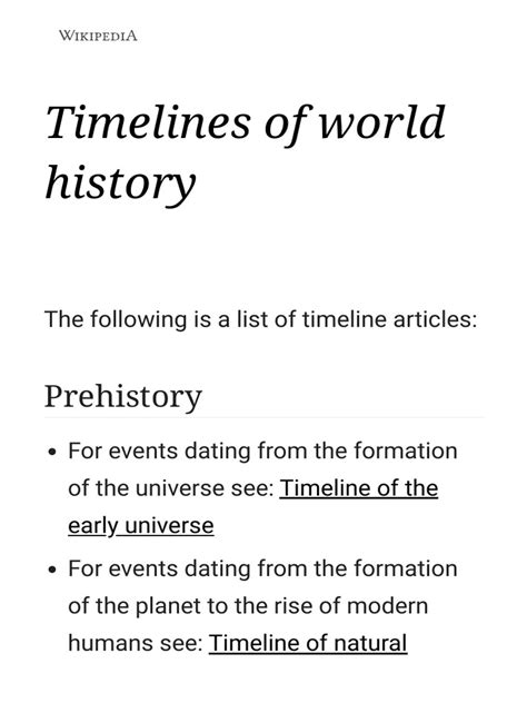 Timelines of World History - Wikipedia | PDF