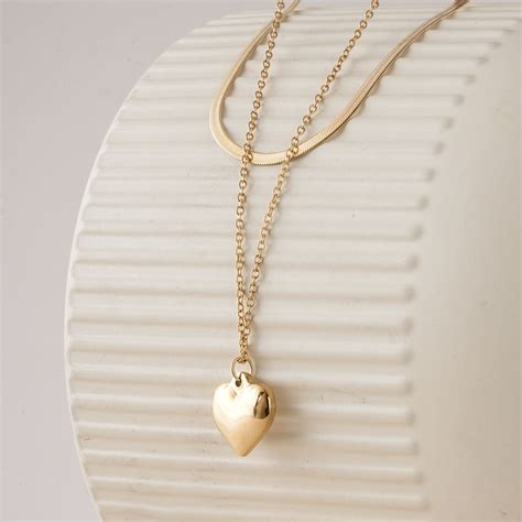 Layered Heart Gold Necklace – PALMONAS