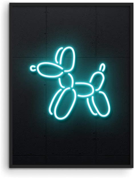 Buy Neon Poster Neon Balloon Dog Decor - By Haus and Hues | Wall ...