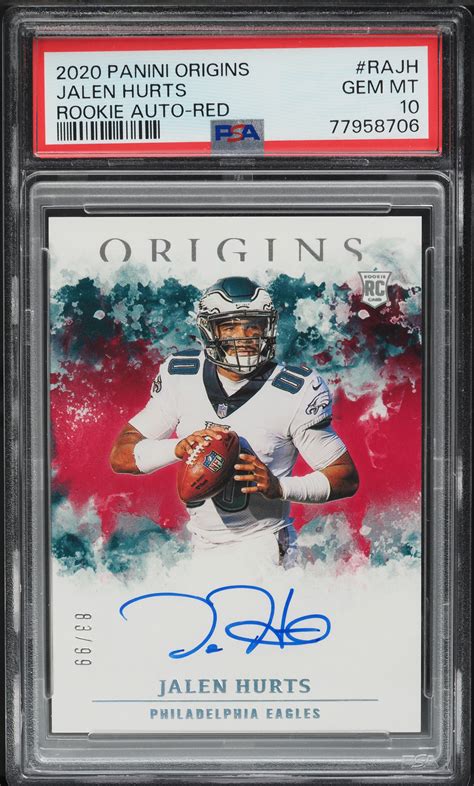 Jalen Hurts 2020 Origins #RA-JH Rookie Autographs - Red /99 PSA 10 ...