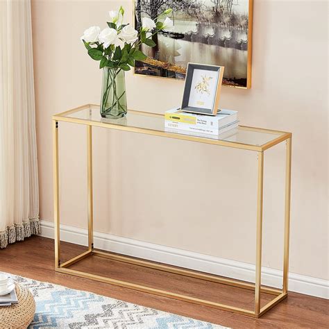 Buy Gold Console Table, Glass Sofa Tables, Modern Open Hallway Table ...