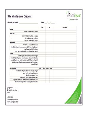 Bicycle Maintenance Checklist Pdf - Fill and Sign Printable Template Online