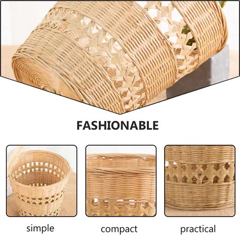 Buy Cabilock Rattan Woven Trash Can Garbage Can Wicker Waste Basket ...