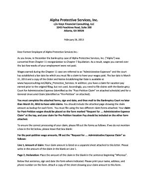 Fillable Online haysconsulting Proof of Claim Form for Alpha Employees ...