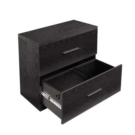 Buy Black 2-Drawer Wood Lateral File Cabinet with Anti-tilt Mechanism ...