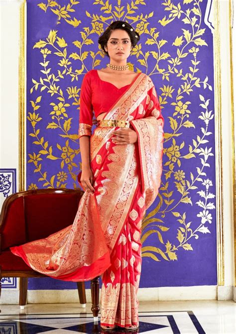 Banarasi Silk Red Bridal Handloom Saree Online Shopping India USA – Sunasa