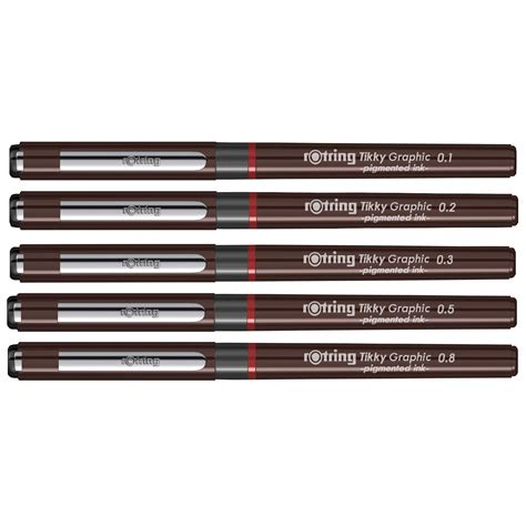 Rotring 0.1mm, 0.2mm, 0.3mm, 0.5mm, 0.8mm Line Thickness Tikky Graphic ...