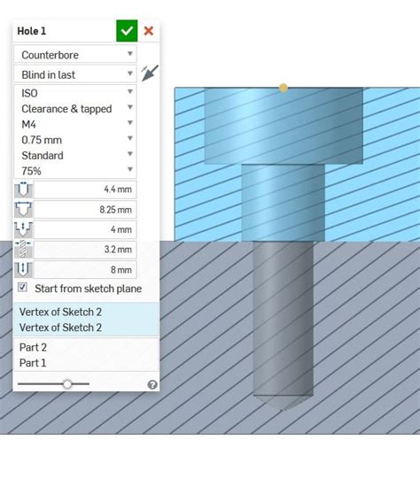 Image result for Onshape Hole Tap Types Tutorial