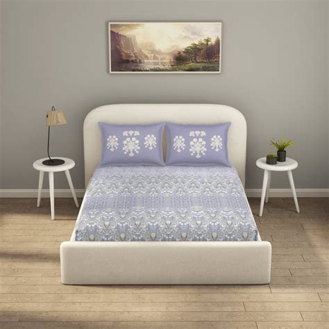 Buy SPACES Essentials Cotton 144TC Printed 3Pcs Queen Fitted Bedsheet ...