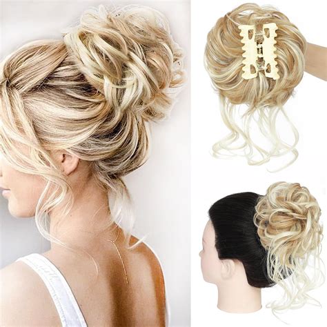 Amazon.com : WZNBBOY Messy Bun Hair Piece Claw Clip Synthetic Chignon ...