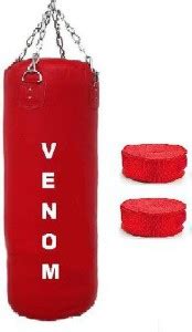 VENOM Red Color,Unfilled, 1.5 Feet, Synthetic Leather Punching Bag with ...