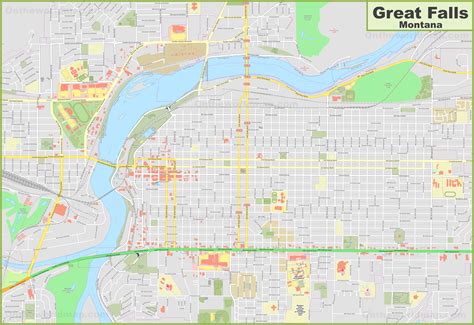 Large detailed map of Great Falls - Ontheworldmap.com