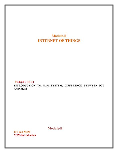 Digital NOTE ON IOT Module-II - Module-ll INTERNET OF THINGS # LECTURE ...