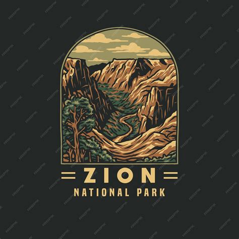 Premium Vector | Emblem sticker patch logo illustration of zion national park