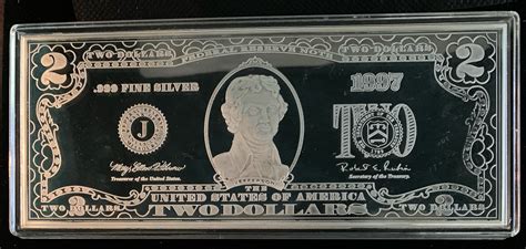 $2 DOLLAR BILL 4 TROY oz .999 FINE SILVER UNCIRCULATED PROOF IN ORIG ...