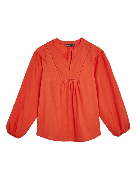 Buy Pure Cotton V-Neck Blouson Sleeve Blouse at Marks & Spencer