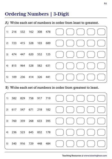 Image result for Ordering Numbers Worksheet.pdf