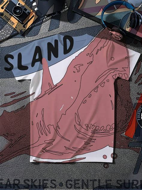 1pcs Shark Amity Island Printed Men's Tshirt Summer Beach Funny Tshirt ...