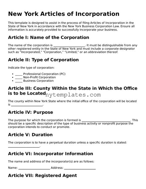 Draft a Valid New York Articles of Incorporation Using Our Fillable Form