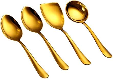 Buy AXIOM Stainless Steel Golden Serving Tools Set. 6 Piece Heavy Gauge ...