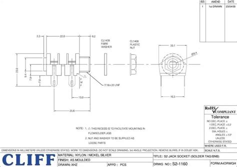 Tube-Town Store - Cliff 11607 6,3 mm mono jack, gold plated