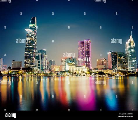 Ho Chi Minh City's District 1 skyline photographed at night