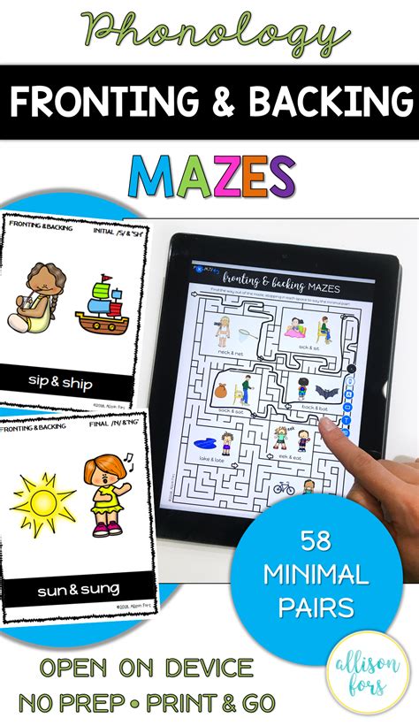 Fronting and Backing Minimal Pairs - Phonology Mazes for Speech Therapy ...
