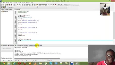 Image result for Quadratic Formula Code C