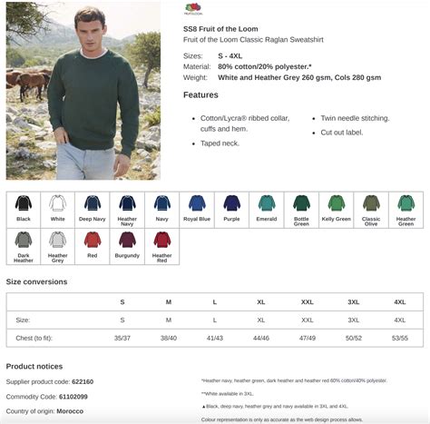 Fruit of the Loom Mens Classic Raglan Sweatshirt Casual Plain Round ...