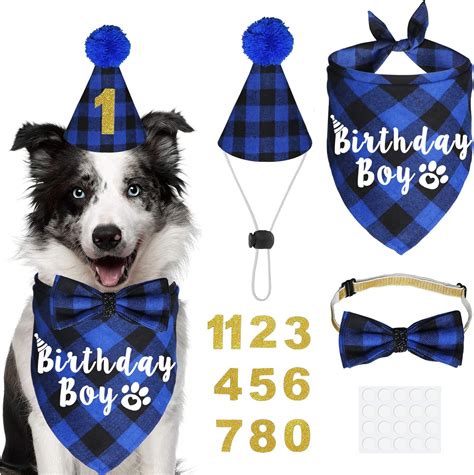 WLLHYF Dog Birthday Party Supplies, Birthday Boy Dog Bandana Set ...