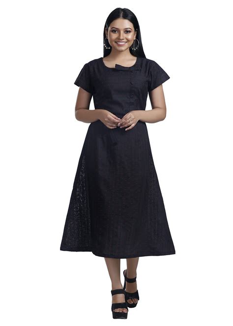 Get Black Bow Tie Detailed Calf Length Dress at ₹ 999 | LBB Shop