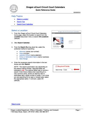 Fillable Online courts oregon Oregon eCourt Circuit Court Calendars Fax ...