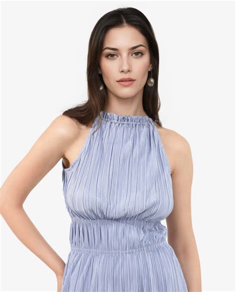 RAREISM WOMEN'S BERKYN PURPLE POLYESTER FABRIC SLEEVELESS PLEATED FIT ...